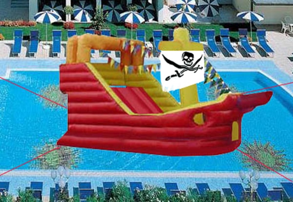 alquiler de inflables acuaticos tobogan galeon pirata