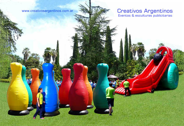 alquiler de inflable mega bowling con ascensor